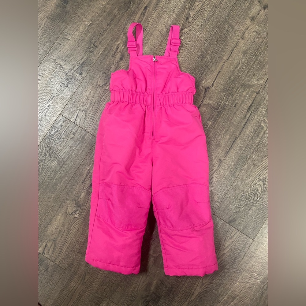 3T girls pink snow bibs